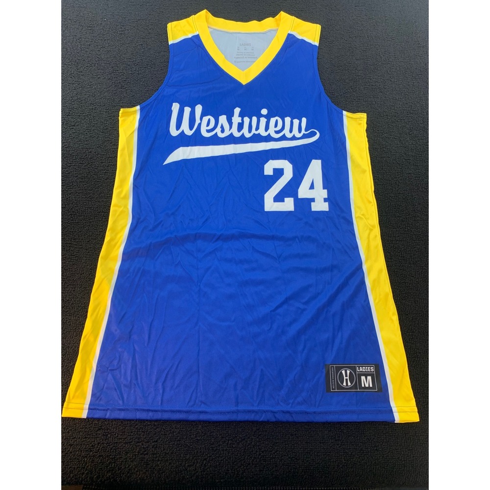 Westview Basketball Jersey Player 24 Blue Yellow Ladies Size M